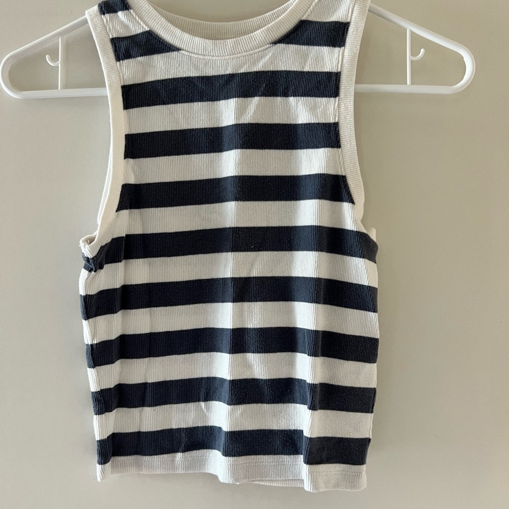 Blue and white stripped tank top